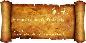 Hofmeister Alfréda névjegykártya